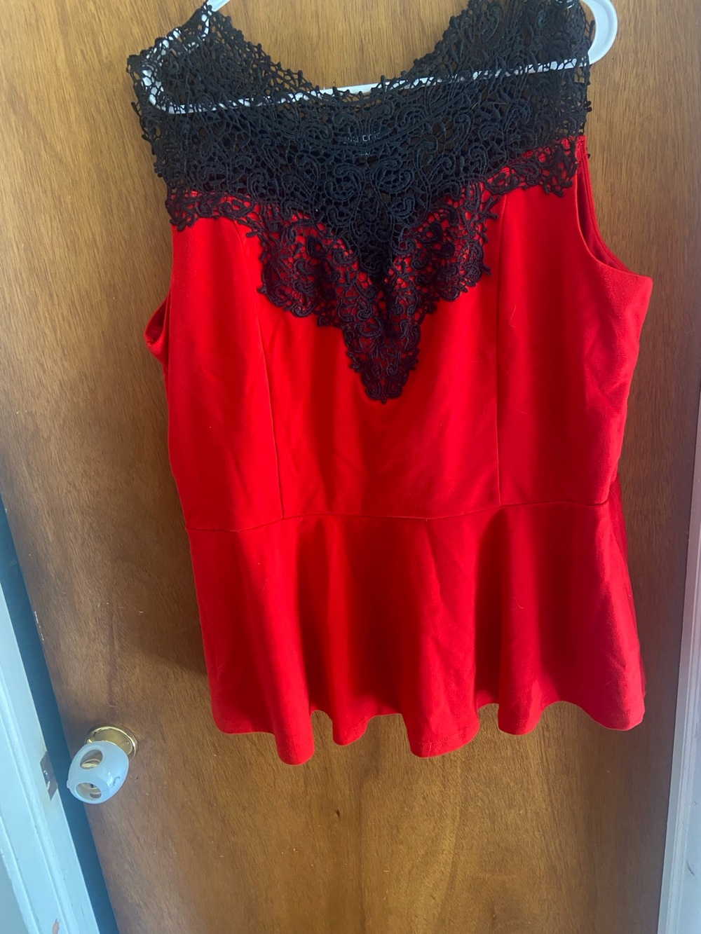 City Chic Red Lace-Accent Peplum Tank Top Size XL